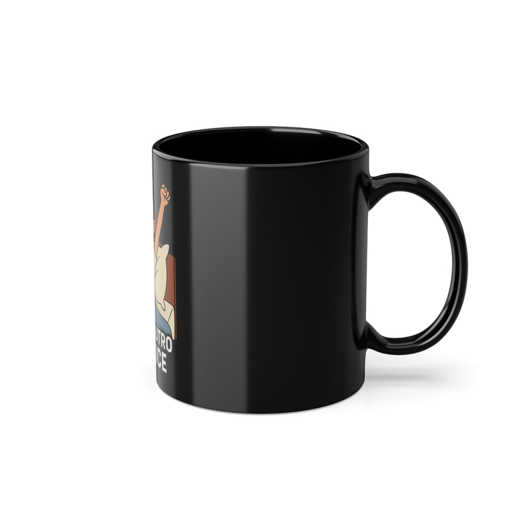 Black Coffee Mug with Fun Morning Design, Perfect for Coffee Lovers, Gift for Friends, Morning Motivation Cup, 11oz Ceramic Mug