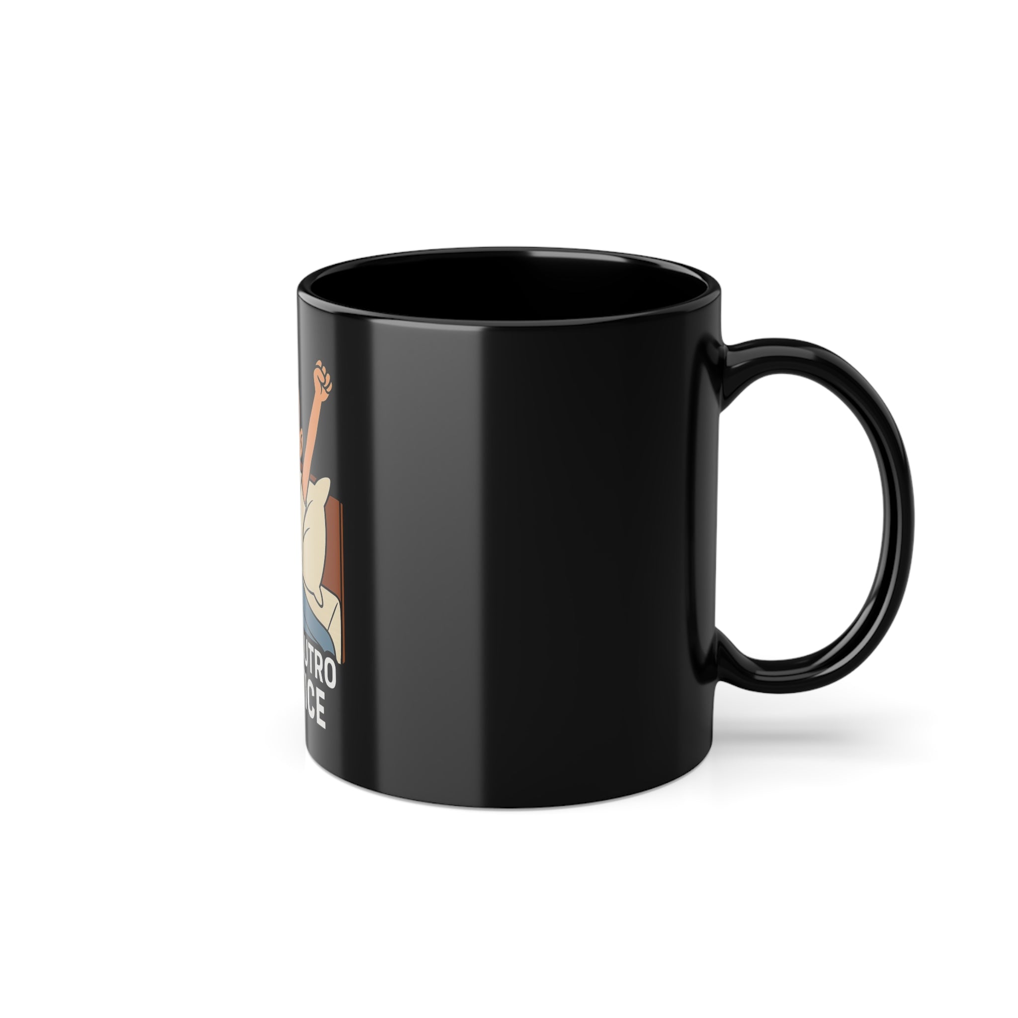 Black Coffee Mug with Fun Morning Design, Perfect for Coffee Lovers, Gift for Friends, Morning Motivation Cup, 11oz Ceramic Mug