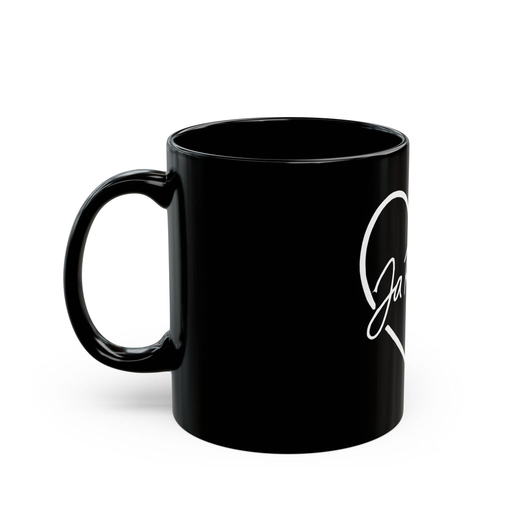 Heartfelt Black Mug - Ja Ruška Collection | Cute Coffee Cup, Gift for Friends, Home Decor, Valentine's Day, Love Theme