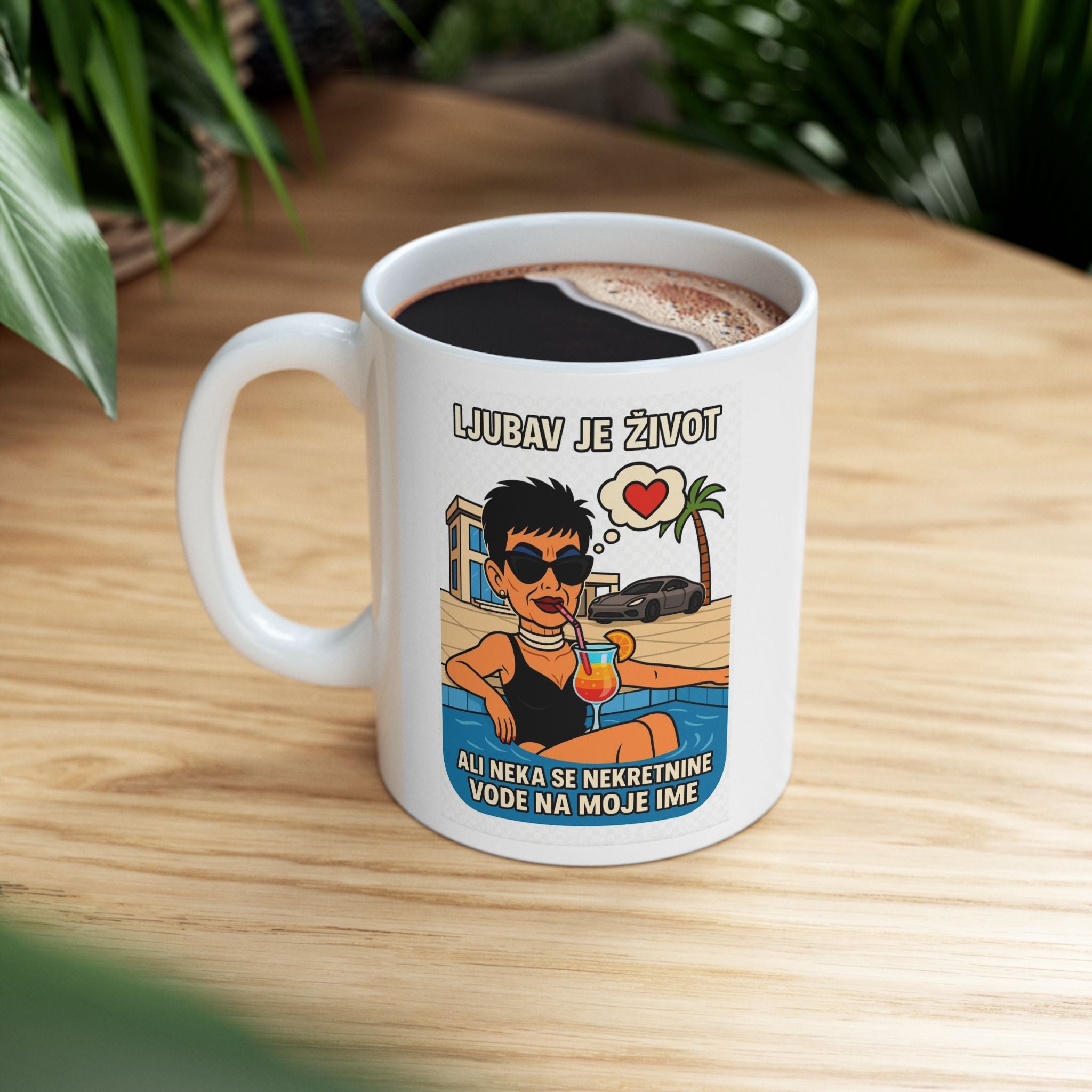 Funny Luxury Mug - 💋 Love Is Life, But Let the Property Be in My Name