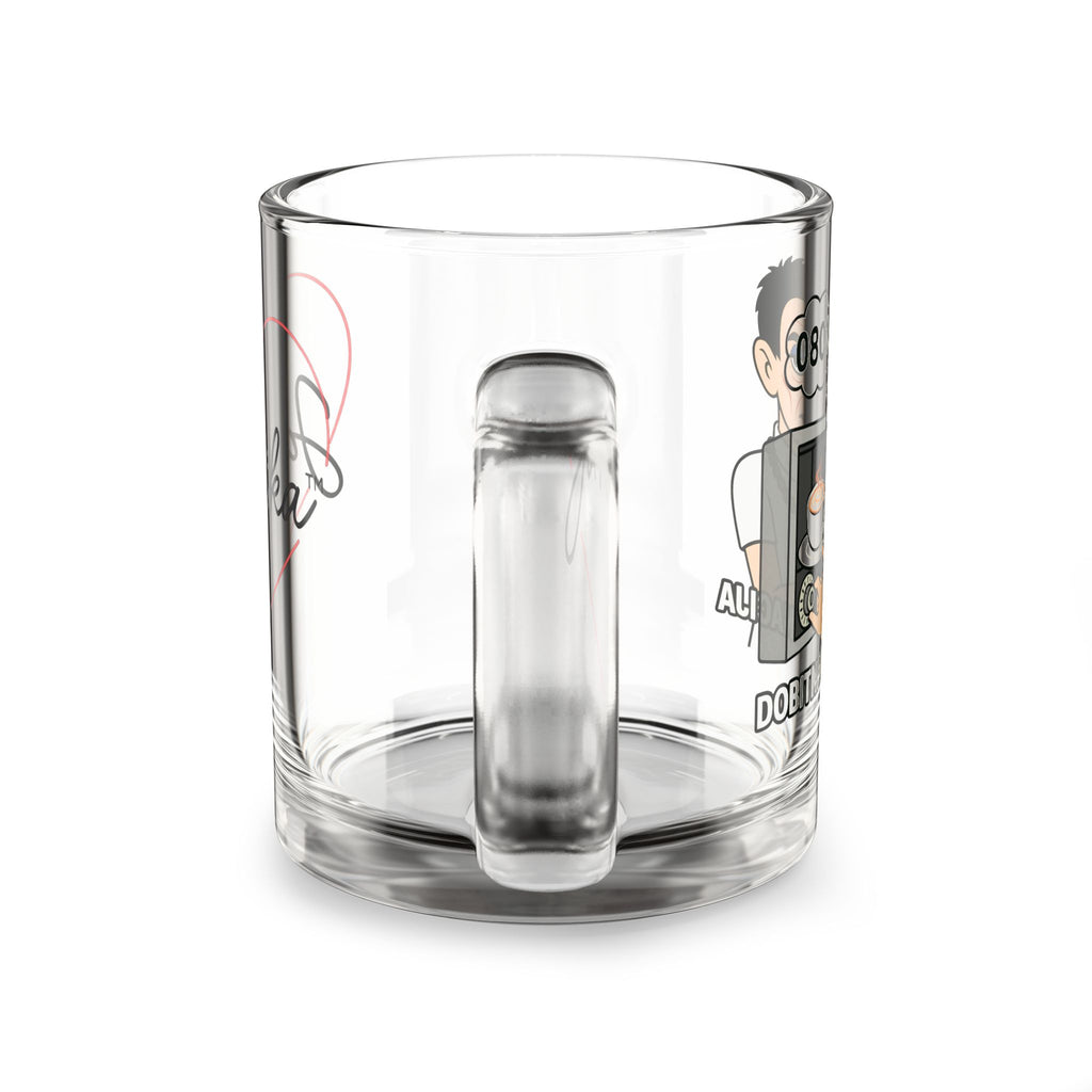 JA RUSKA Glass Coffee & Tea Mug – Motivational Quote “DONITNA KOMBINACIJA”