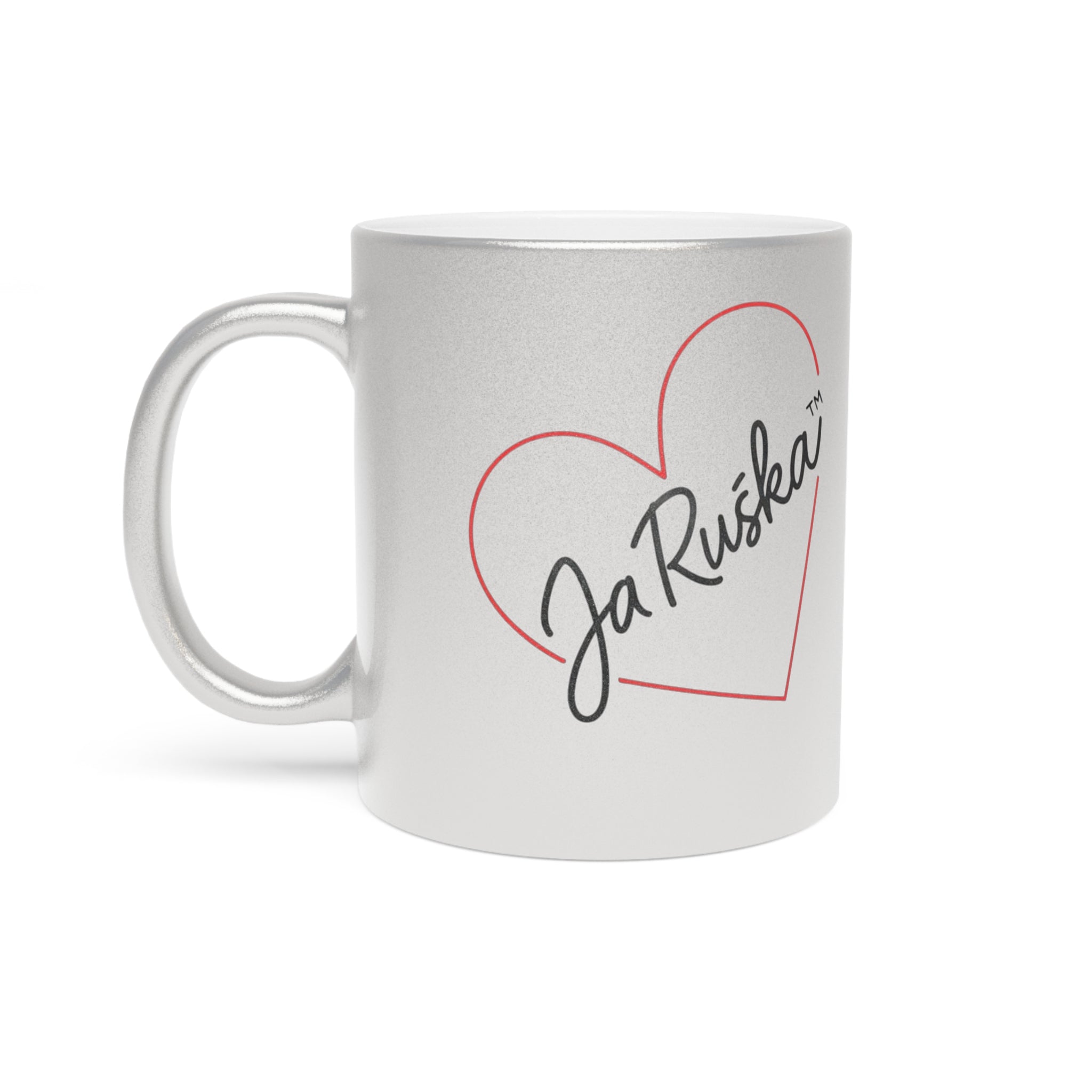 Metallic Heart Mug - Love Gift, Coffee Cup, Personalized, Anniversary/Birthday, Elegant Drinkware