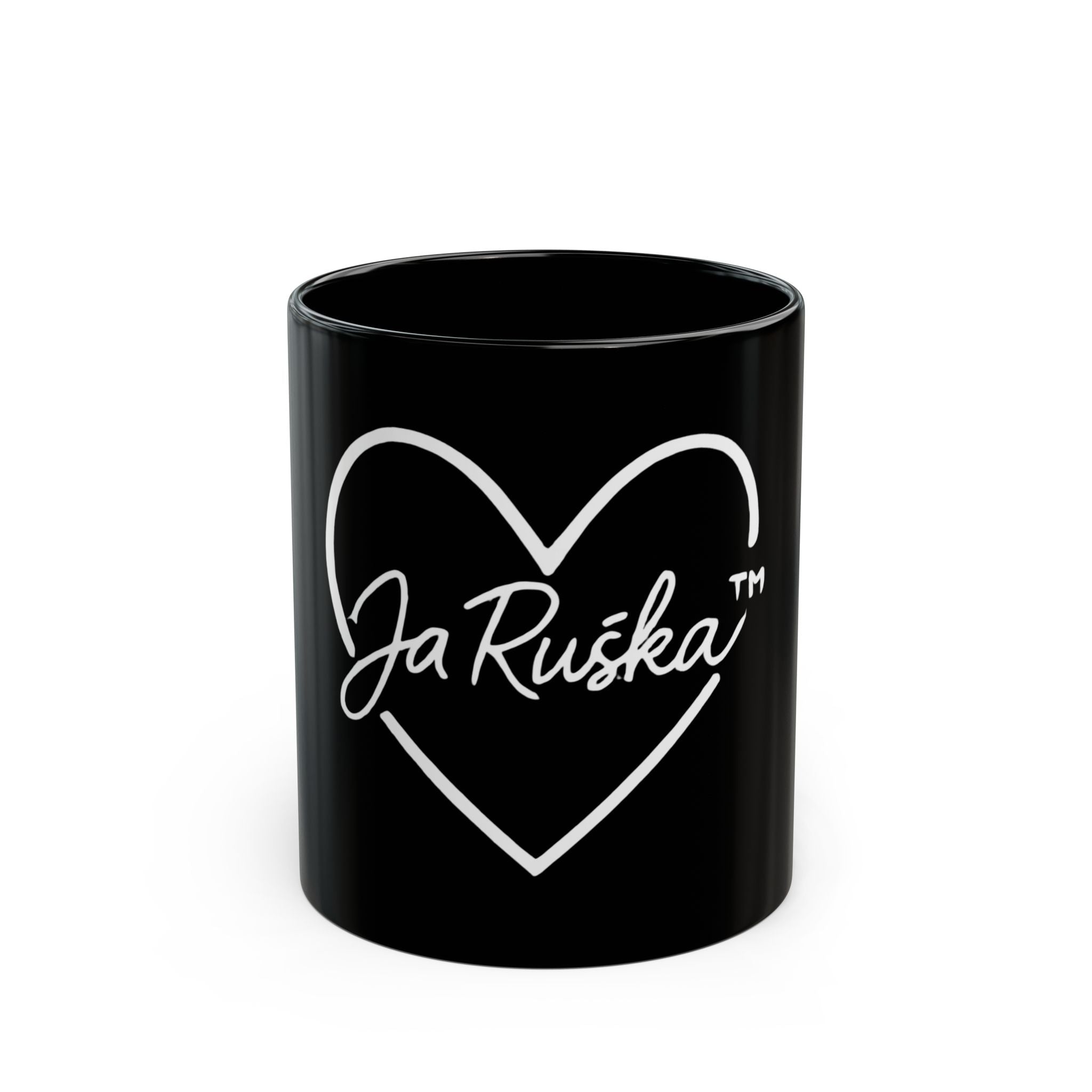 Heartfelt Black Mug - Ja Ruška Collection | Cute Coffee Cup, Gift for Friends, Home Decor, Valentine's Day, Love Theme