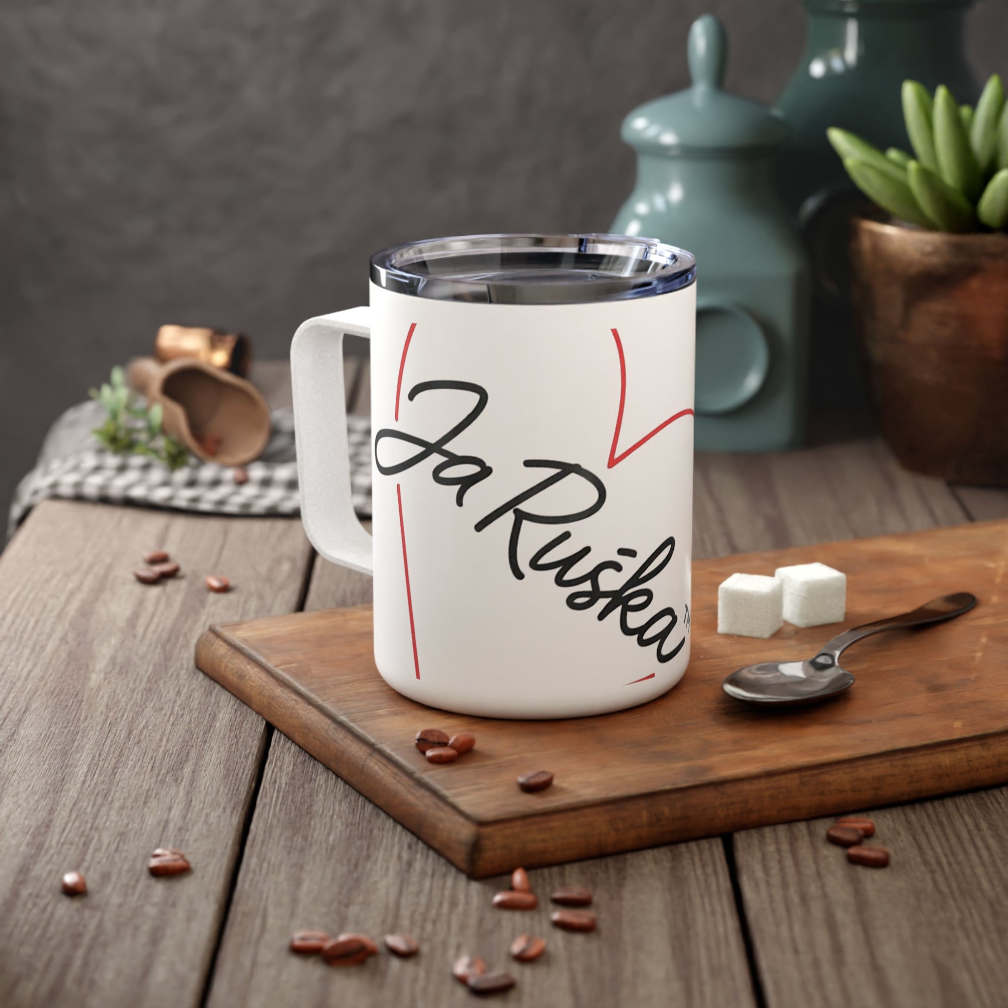 Insulated Coffee Mug with Heart Design, Perfect Gift for Coffee Lovers, Valentine's Day, Personalized Coffee Cup, Cozy Vibes