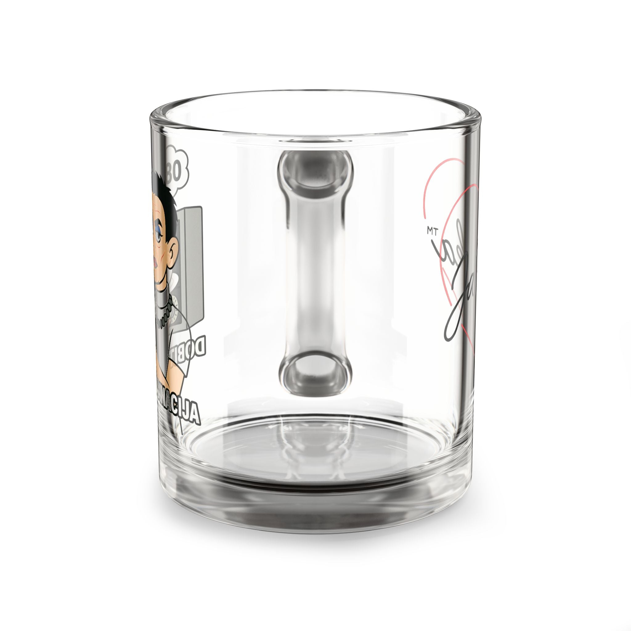JA RUSKA Glass Coffee & Tea Mug – Motivational Quote “DONITNA KOMBINACIJA”