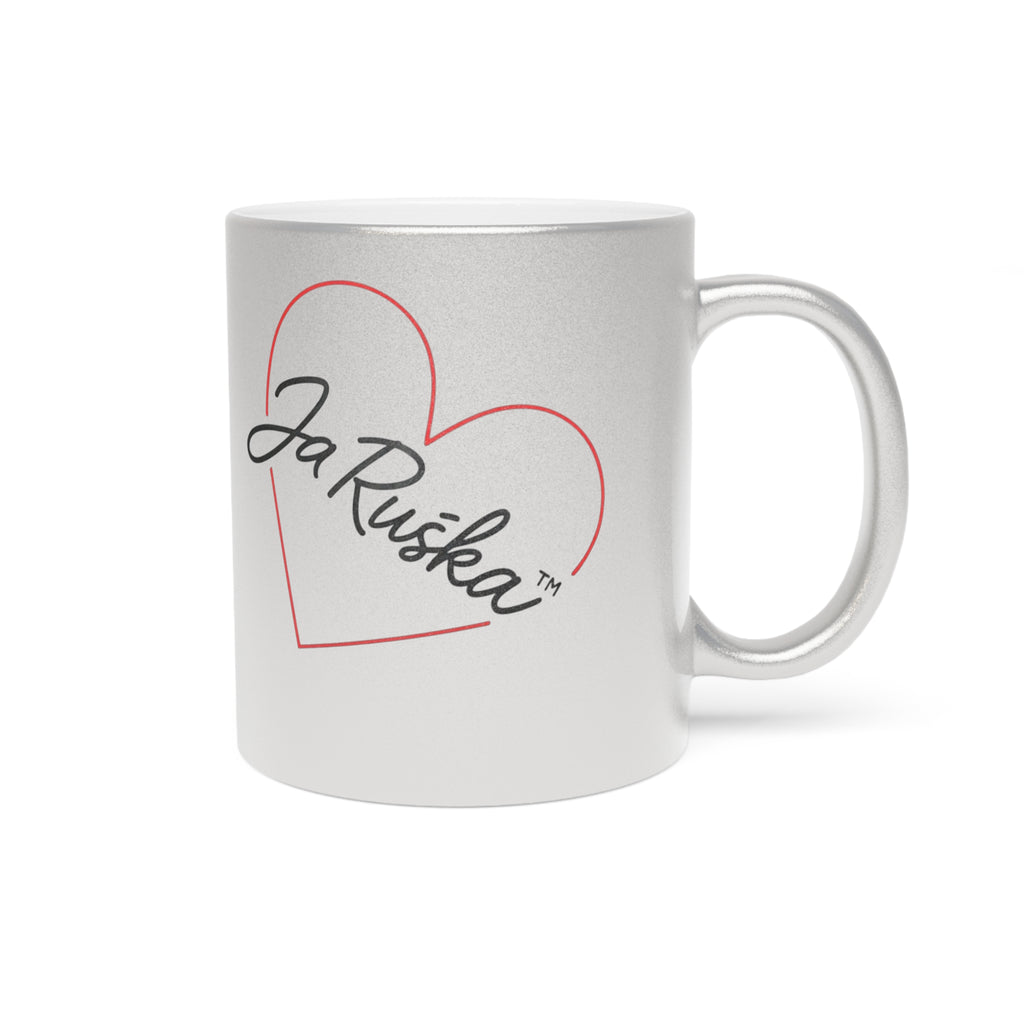 Metallic Heart Mug - Love Gift, Coffee Cup, Personalized, Anniversary/Birthday, Elegant Drinkware