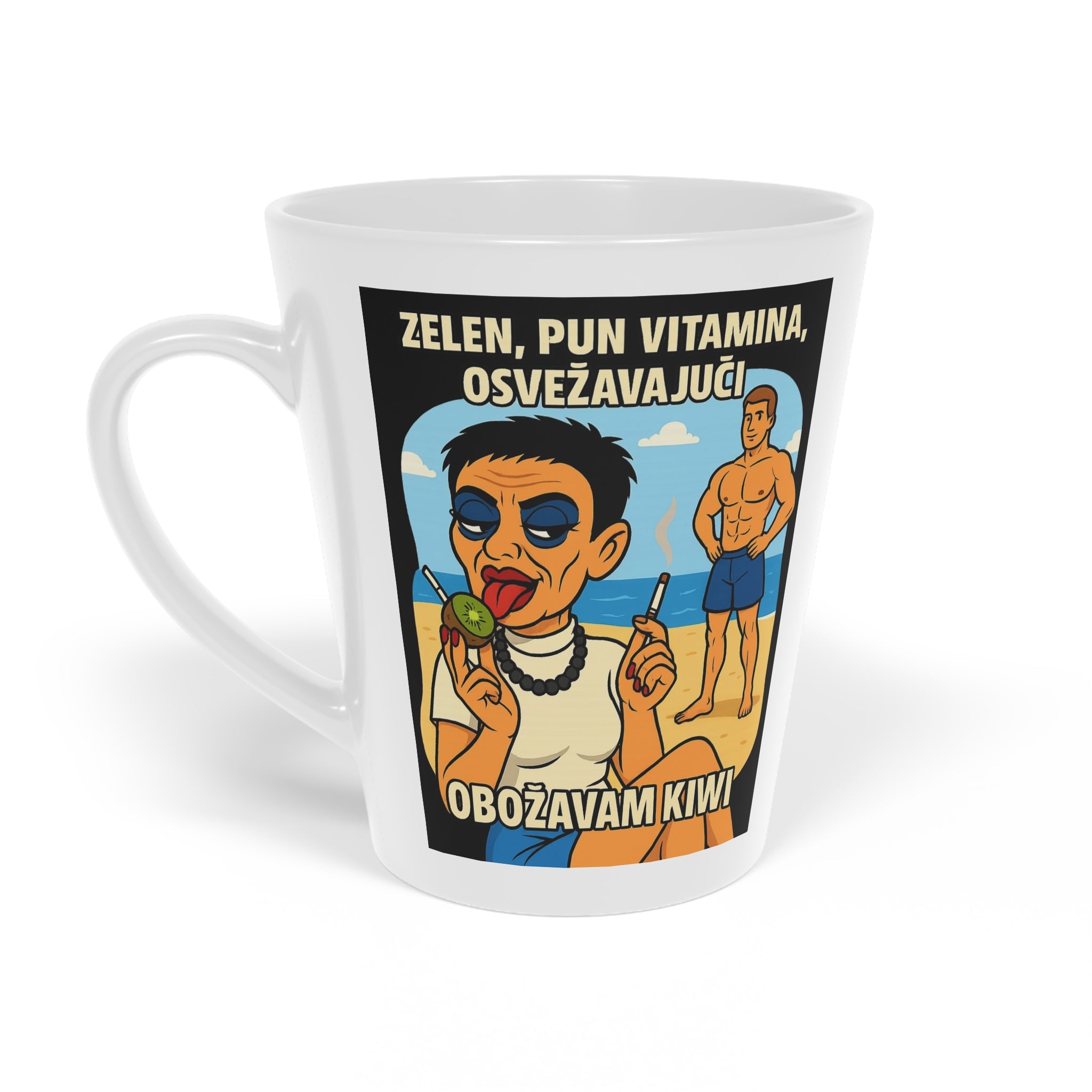 Retro Summer Latte Mug, Fun Coffee Cup, Beach Vibe Mugs, Gift for Him, Vintage Style Drinkware, Humorous Summer Mug