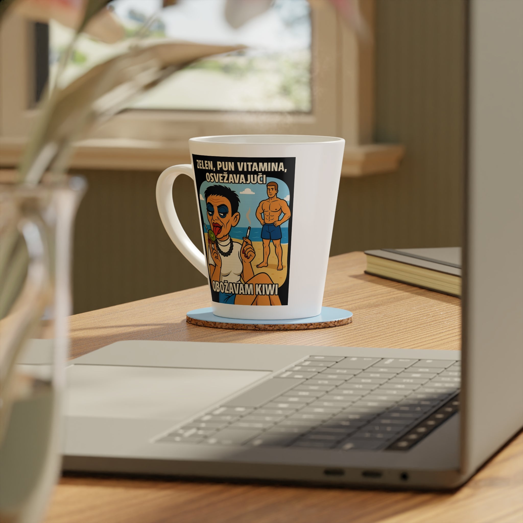 Retro Summer Latte Mug, Fun Coffee Cup, Beach Vibe Mugs, Gift for Him, Vintage Style Drinkware, Humorous Summer Mug