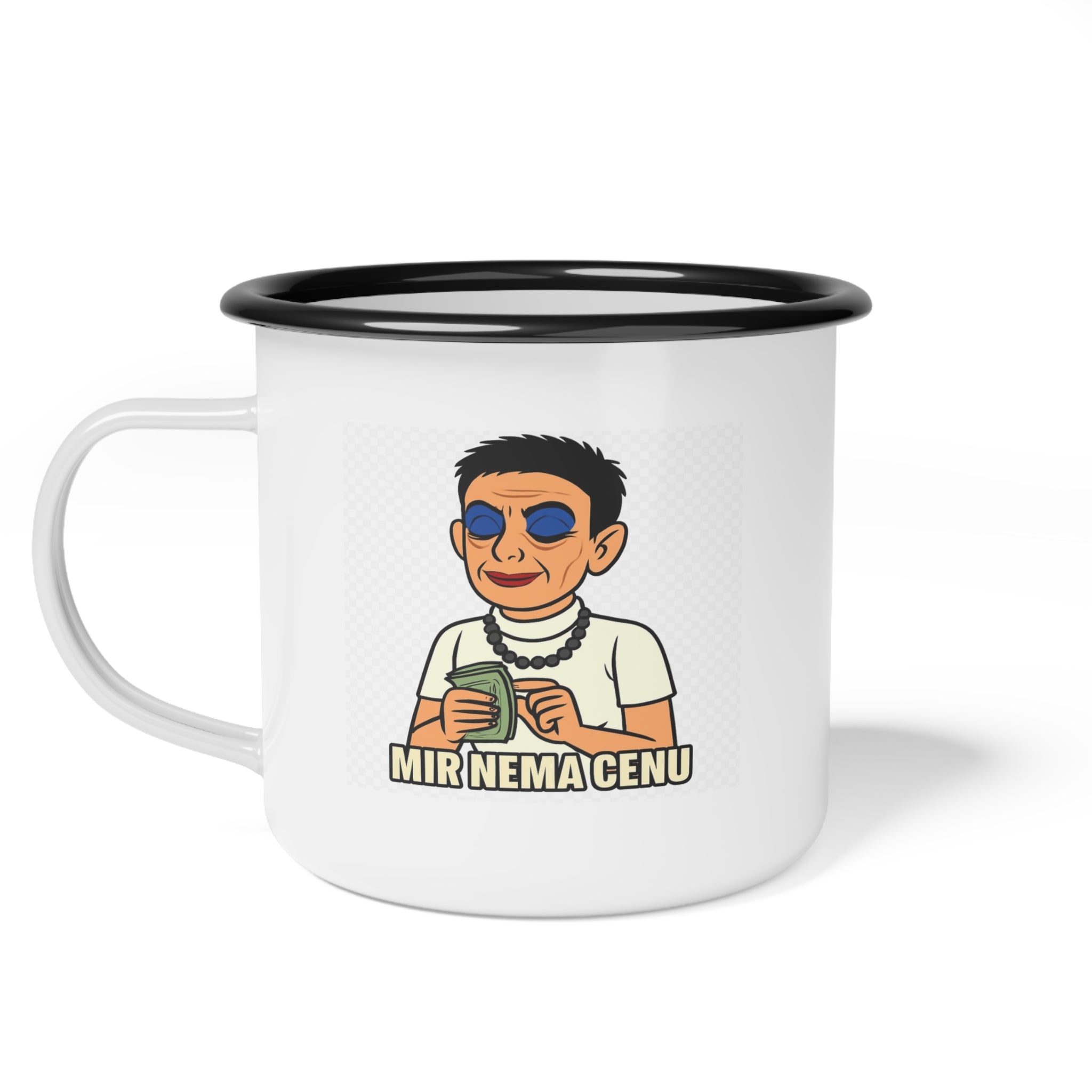 Campfire Enamel Cup with Funny Design, Motivational Mug, Outdoor Adventure Drinkware, Gift for Camp Lovers, Unique Camping Cup