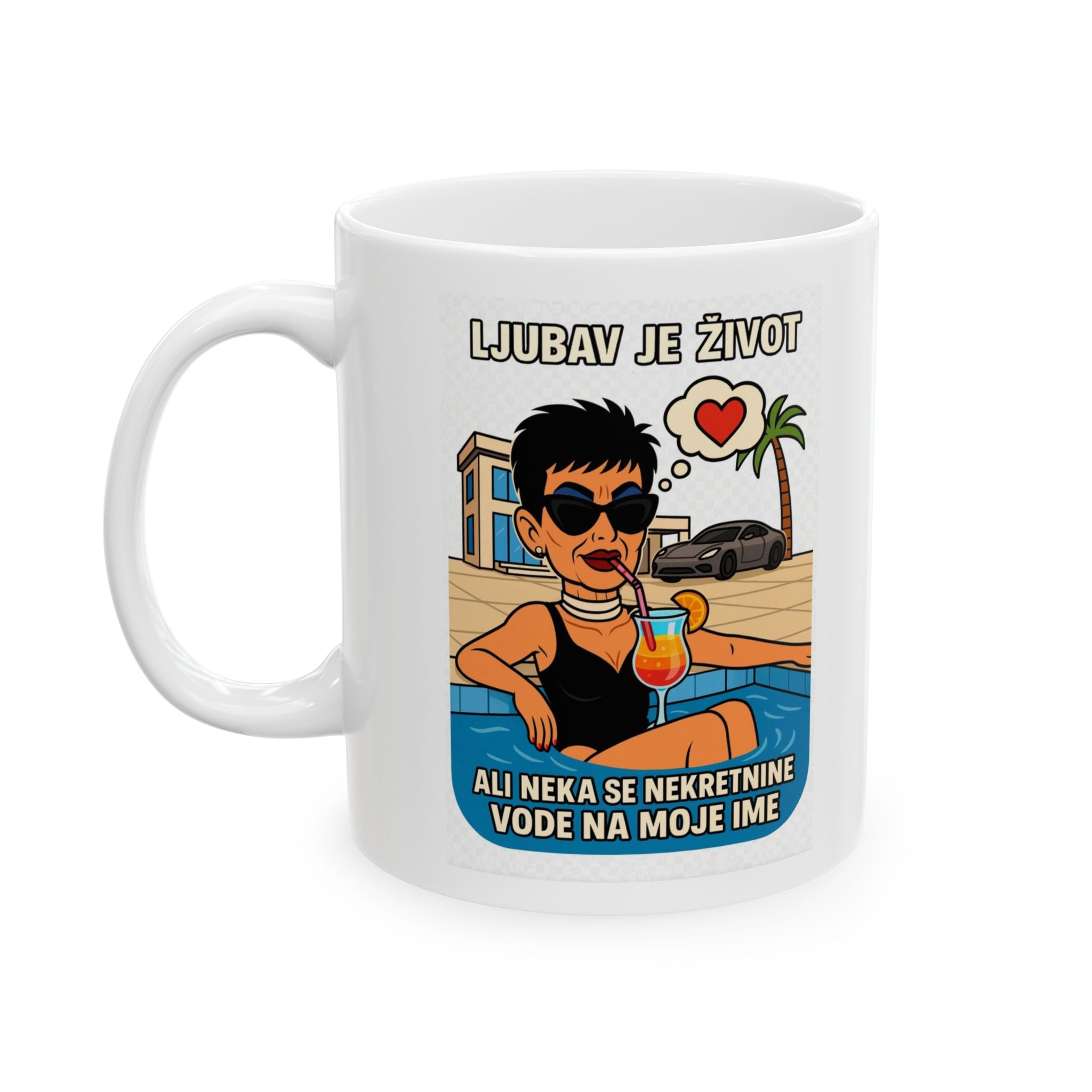 Funny Luxury Mug - 💋 Love Is Life, But Let the Property Be in My Name