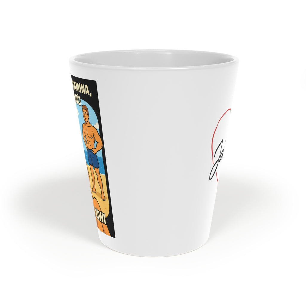 Retro Summer Latte Mug, Fun Coffee Cup, Beach Vibe Mugs, Gift for Him, Vintage Style Drinkware, Humorous Summer Mug