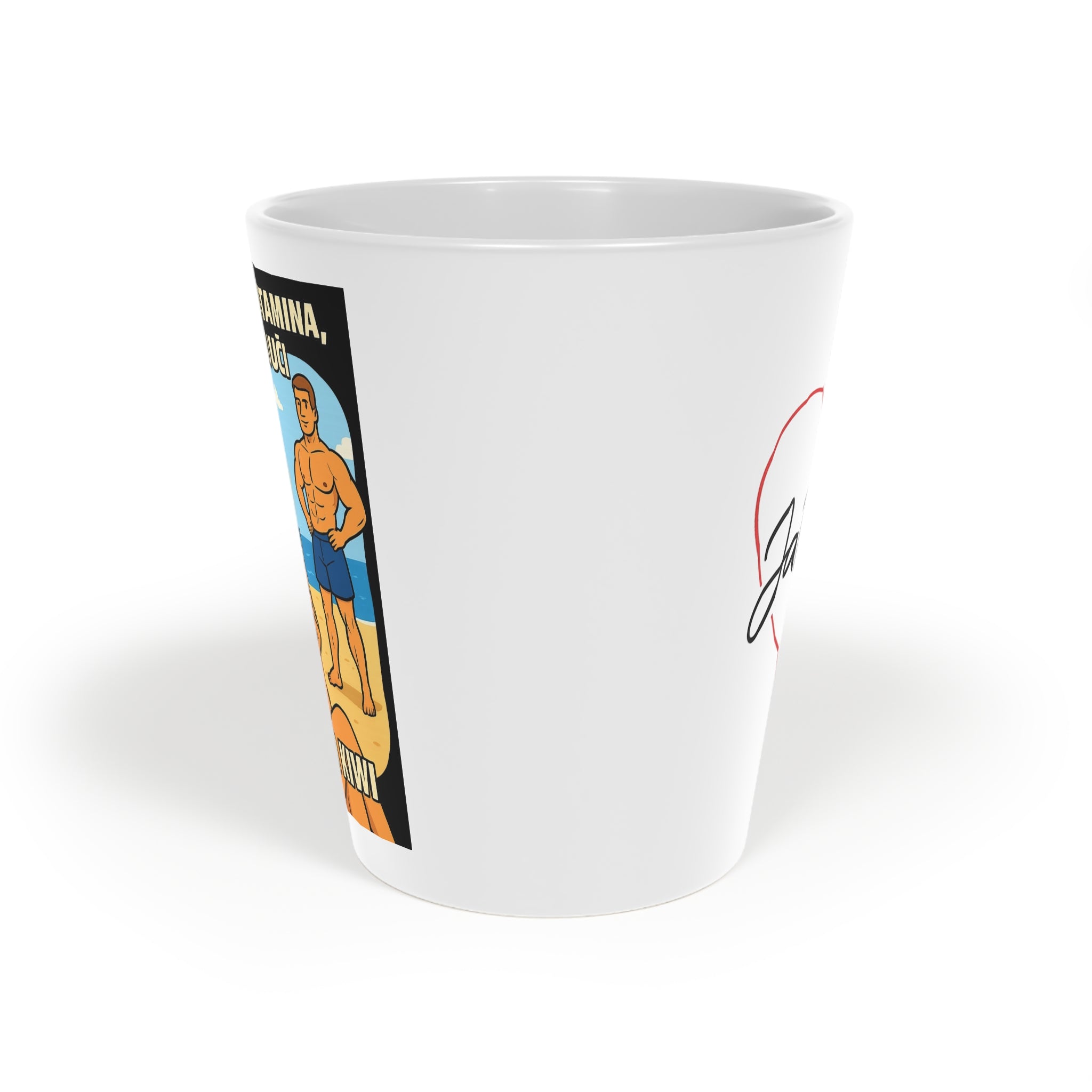 Retro Summer Latte Mug, Fun Coffee Cup, Beach Vibe Mugs, Gift for Him, Vintage Style Drinkware, Humorous Summer Mug
