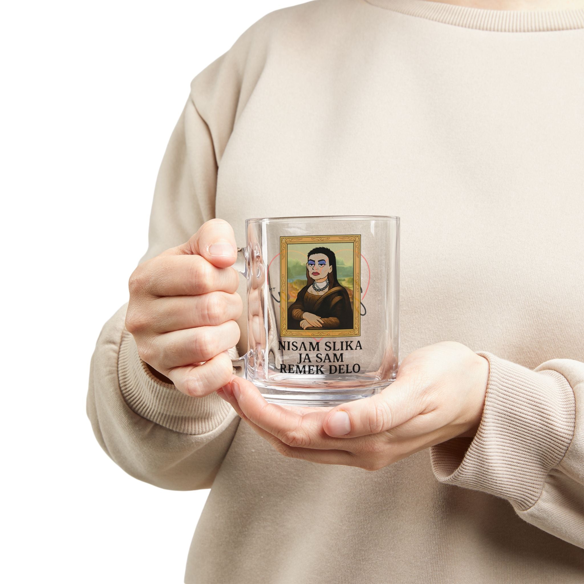 Glass Mug - JA RUSKA Collection - JA SAM REMEK DELO Motivational Message