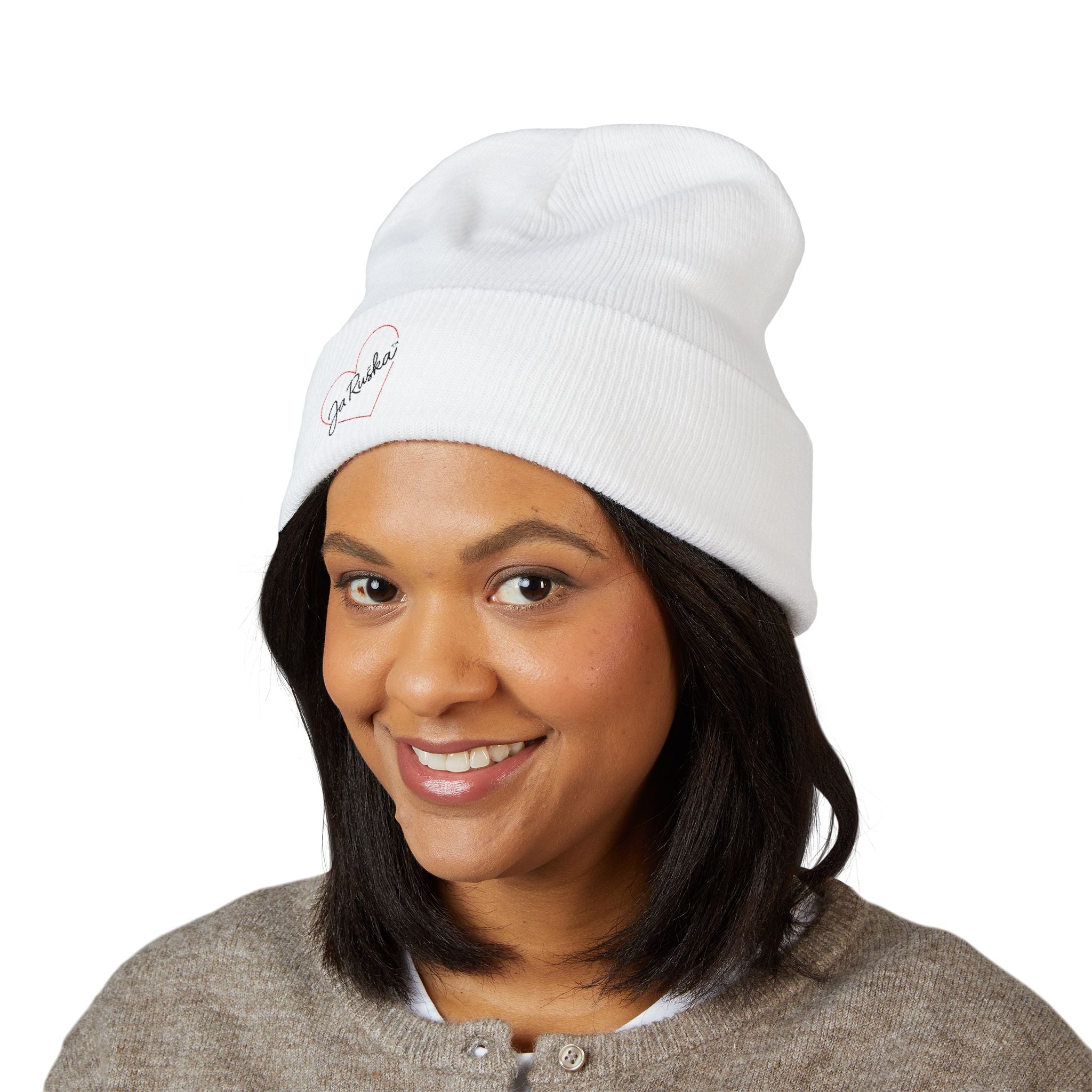 Classic Embroidered Cuffed Beanie | Cozy Winter Hat, Gift for Her, Love Hat, Fashion Accessory, Heart Design
